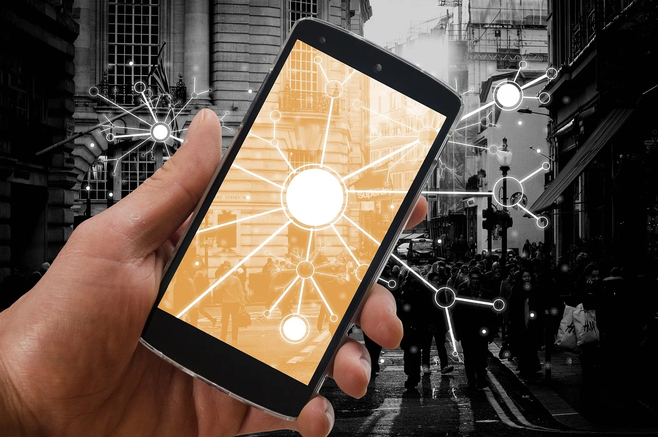 mobiltelefon med ett nätverk symbol för personlig utveckling